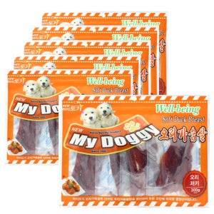 마이도기 강아지대용량간식 사사미 육포 건조간식 오리져키, 300g, 6개