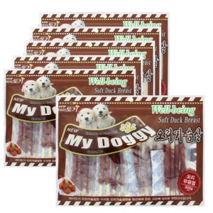 마이도기 강아지대용량간식 사사미 육포 건조간식 오리우유껌, 300g, 6개