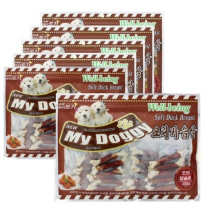 마이도기 강아지대용량간식 사사미 육포 건조간식 오리칼슘본, 300g, 6개
