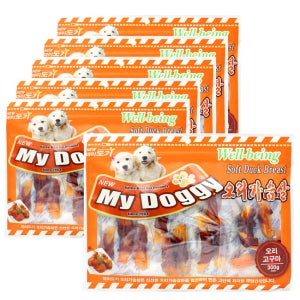 마이도기 강아지대용량간식 사사미 육포 건조간식 오리고구마, 300g, 6개