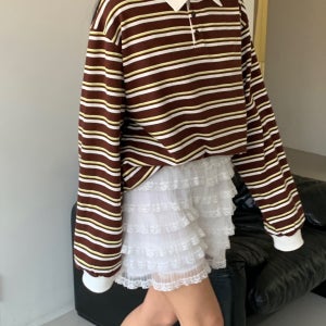 모어모어 노프 스트라이프 럭비 티셔츠 단가라티 피케티셔츠 카라맨투맨 오버핏 루즈핏 봄신상 데일리룩 캐주얼룩 일상룩 개강룩