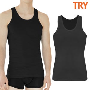 트라이 남자 런닝 민소매 순면 블랙 조끼 런닝 3매