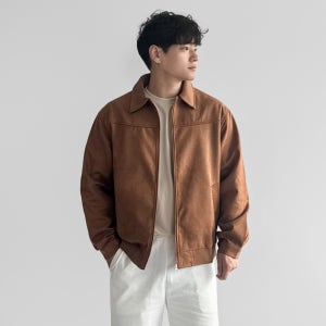 남자 스웨이드 자켓 봄 가을 크롭 트러커 바이커 블루종 자켓
