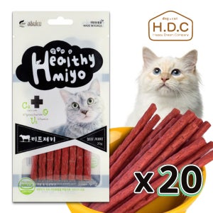 아스쿠 헬시미요 캣스틱 비프 져키 20g 고양이 육포 간식 20개