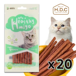아스쿠 헬시미요 캣스틱 멸치 져키 20g 고양이 육포 간식 20개
