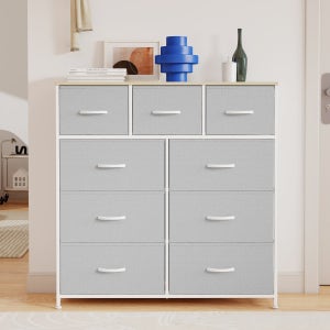 소웰홈 패브릭 9문 높은 옷 수납장 1006x298x1022mm, 4단, 라이트그레이