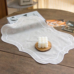 라인 직사각 린넨 패브릭 레이스 러너 테이블 식탁 콘솔 장식 커버 레이스보 2종