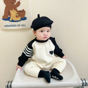 [베베앤로아] 아동복 영유아 유아 백일 6개월 돌 바디슈트 심플 맨투맨 하트