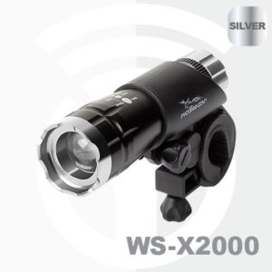 우신 LED T5 자전거 줌 라이트+거치대+손목 스트랩 WS-X2000 실버 슬라이드 줌