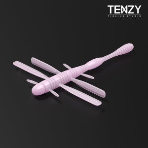 텐지 패들벅 배스웜 4인치 잠자리웜 탑워터 벌레웜 네꼬 프리리그 다운샷 텐지핑크, 10cm(4인치)