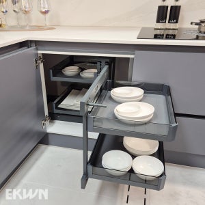 에쿤 매직랙 주방하부장 매직코너 코너장 주방철제선반 스윙선반