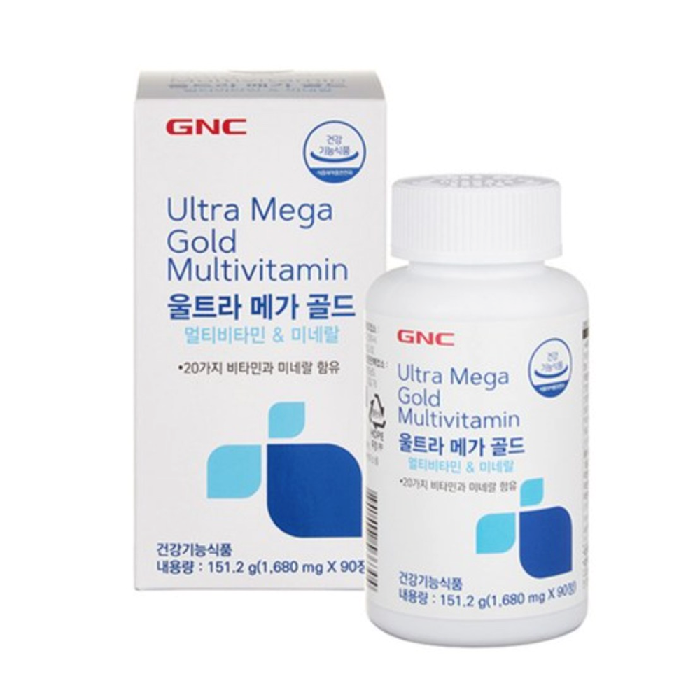 GNC 울트라메가 <b>골드 멀티비타민</b>&amp;<b>미네랄</b> 90정