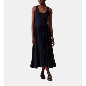 끌로디 피에로 로브 미디 트라디 플리세 CFPRO01852 Bleu marine