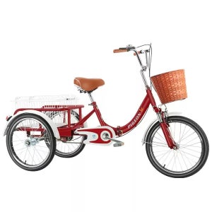 성인 삼륜 자전거 어른용 노인용 장보기 출퇴근 레드