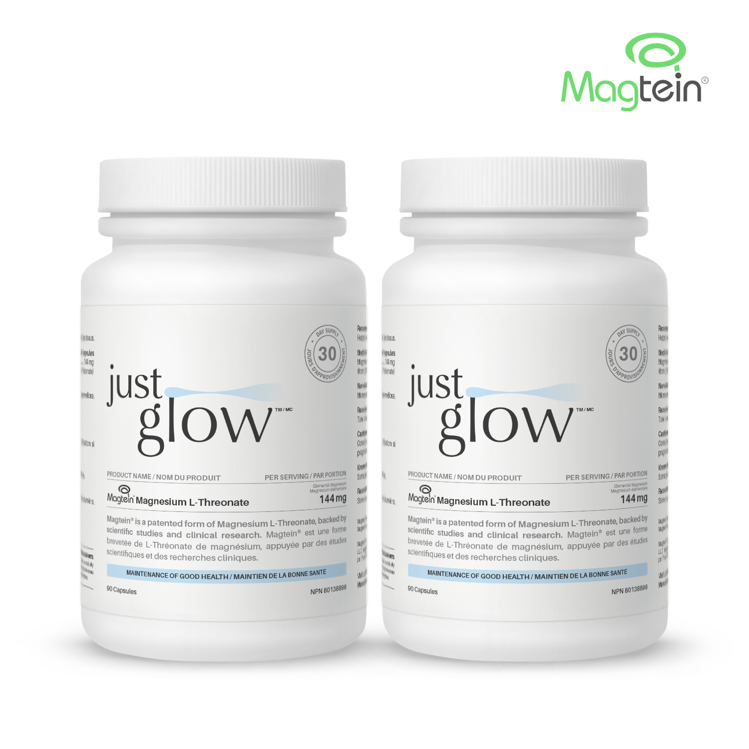 저스트글로우 마그테인 트레온산 마그네슘 L-트레오네이트 90캡슐, 2개