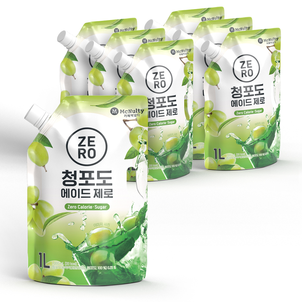 맥널티 청포도 아이스티 제로 파우치 대용량 1L x 6개