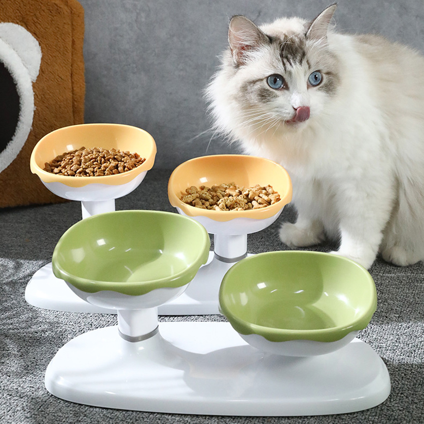 강아지밥그릇 고양이 식기 물그릇 애견 각도 높이 조절 2구 [접시분리]