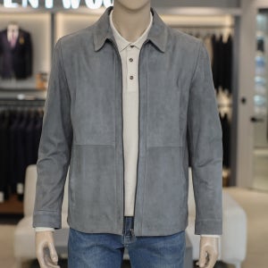 코오롱 브렌우드 남자 천연 가죽 자켓 스웨이드 염소가죽 가죽점퍼 레더 트러커 그레이