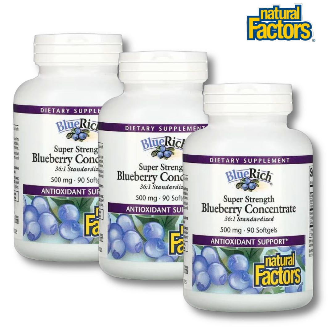 2+1내추럴팩터스 <b>블루베리 추출물</b> 안토시아닌 500mg 90 정 3개 세트