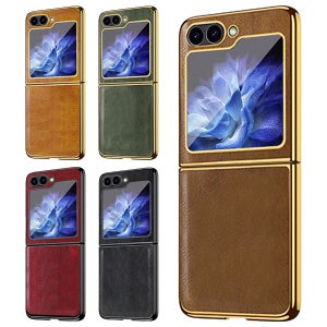 갤럭시Z플립4 제트지 액정보호 도금 슬림 매트 레트로 가죽 핸드폰 케이스