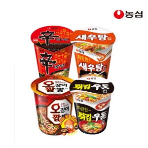 농심 신라면컵 6개+새우탕컵 6개+오징어짬뽕컵 6개+튀김우동컵 6개