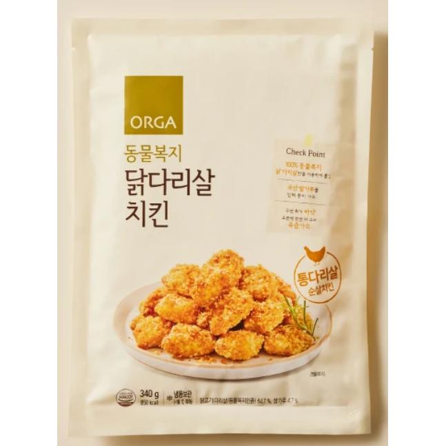 <b>풀무원</b> 동물복지 닭다리살 치킨 340g