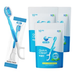 일회용 초소형 미니칫솔 퀵클린 민트향 휴대용 개별포장 10개입, 3개