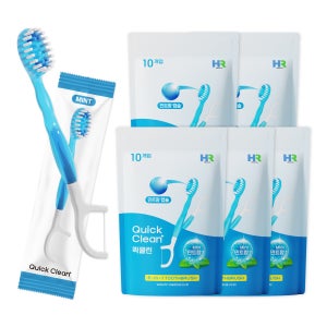 일회용 초소형 미니칫솔 퀵클린 민트향 휴대용 개별포장 10개입, 5개