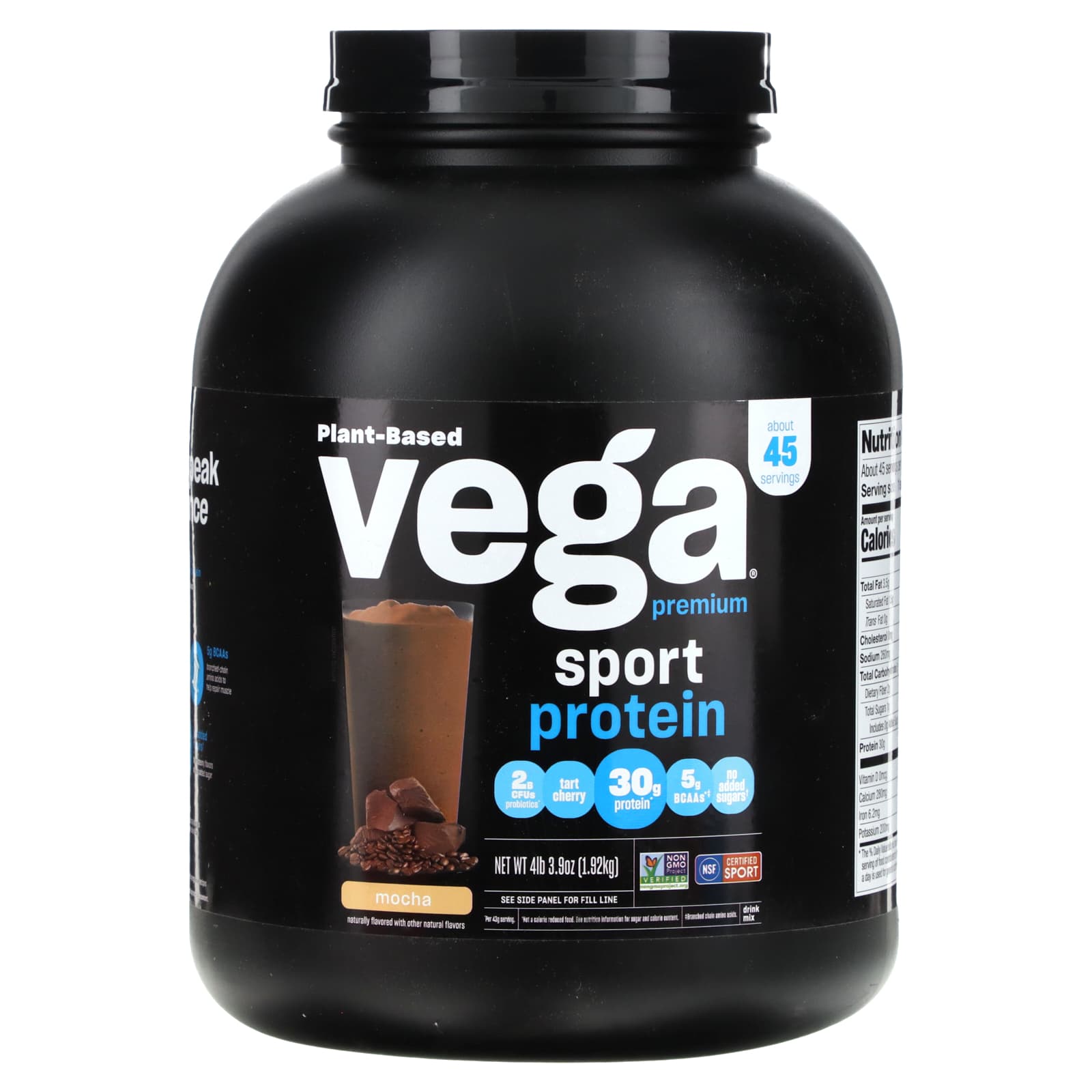 Vega Sport 식물성 프리미엄 단백질 분말 모카 192kg4lb 39oz
