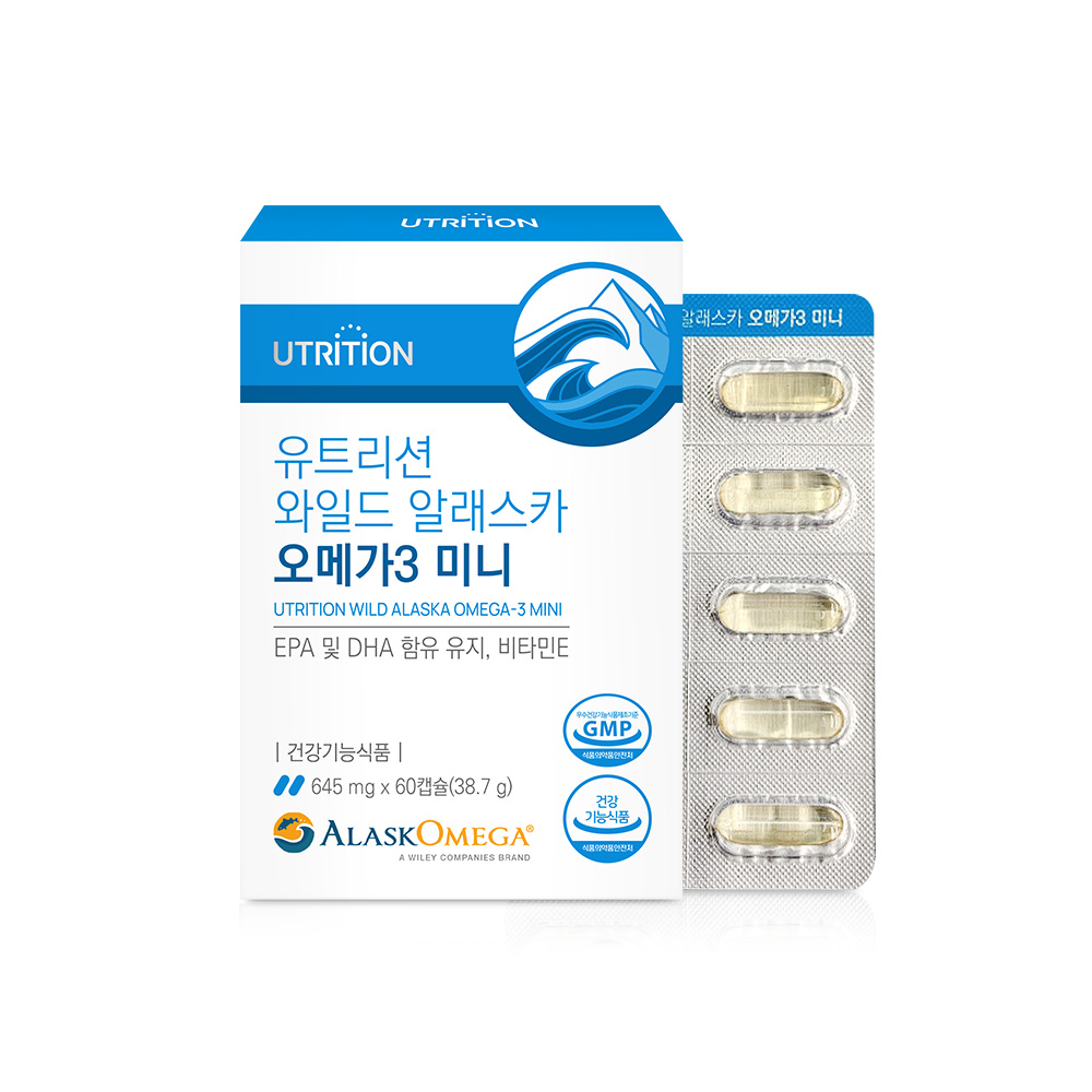 유트리션 와일드 <b>알래스카 오메가</b>3 미니 60캡슐, 1개