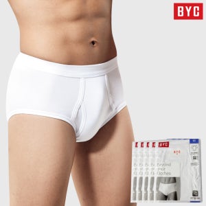 BYC 백색 삼각팬티 5장세트 인밴드 40수 순면 스판 브리프