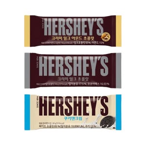 롯데 허쉬 크리미 초코릿 밀크아몬드,쿠키앤크림 40g 36개