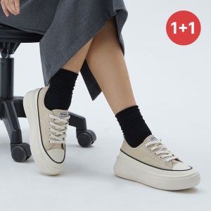 [1+1 EVENT] 스프리스 여성 쿠션 키높이 경량 스니커즈 2P세트 블랙 베이지