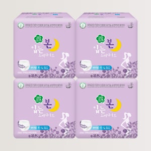 유기농본 팬티형 입는 오버나이트 유기농 순면커버 생리대 대형, 8개입, 4팩
