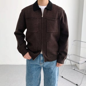 배색가디건 투웨이 남자집업가디건 카라가디건