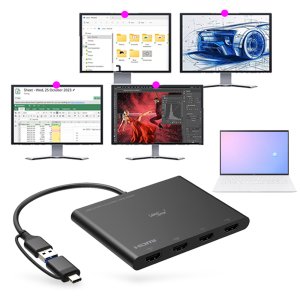 USB3.0 to HDMI 4포트 노트북 PC 듀얼모니터 트리플 쿼드 연결 4개 모니터확장기