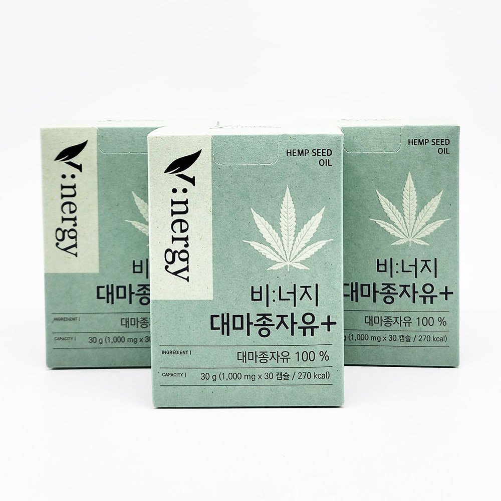<b>비너지 대마종자유</b> 플러스 1000mg 30캡슐 x 3박스