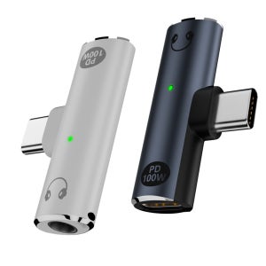 3.5toC 듀얼 젠더 C타입 100W PD충전 3.5mm 이어폰 연결 마이크 통화 지원