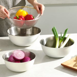 덴라이프 스테인리스 SS304 믹싱볼의 정석 4종 세트 (보울3개,체망1개)