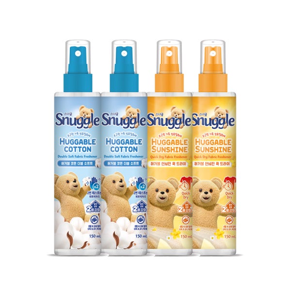스너글 섬유탈취제 허거블 코튼 150ML 2개 + 허거블 선샤인 150ML 2개