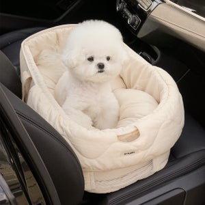 마이플러피 강아지 카시트 애견 드라이빙킷 반려견 차시트 캄포바구니시트 26도쿠션 아이보리