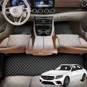 밴츠 E클래스 W213 16-23년 자동차 매트 퀼팅 플로어 블랙앤화이트스티치