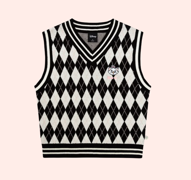 홍콩 카탈로그 디즈니 마리 여성 니트 조끼 아가일 CATALOG X DISNEY MARIE Women’s Knitted Vest