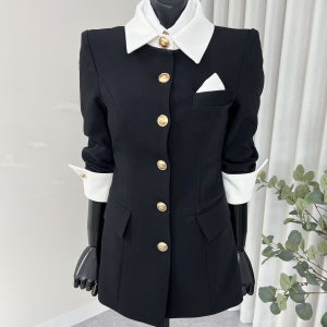 스카프 카라배색 원피스형 정장자켓 25S