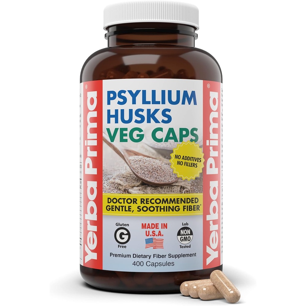 <b>Yerba Prima</b> 질경이 껍질 베지캡 400캡슐(625mg) Psyllium Husks