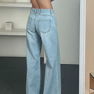 캐주얼 로우라이즈 뒷절개 와이드 데님 팬츠 청바지 3color