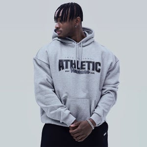 [베르만어패럴] 애슬레틱 오버핏 후드티 2color 남자 운동복 짐웨어