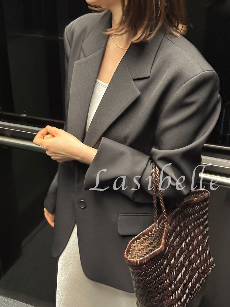 르블랑 클래식 오버핏자켓 여성 봄 정장 블레이저 블랙 하객룩 테일러드자켓