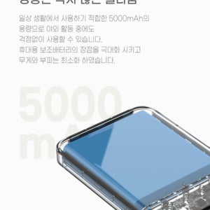초소형 카드형 배터리 5,000mAh USB+C타입