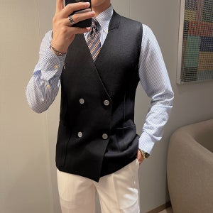 봄 가을 빅 사이즈 캐주얼 슬림핏 더블버튼 민소매 오피스룩 정장 조끼 NZZMJC06